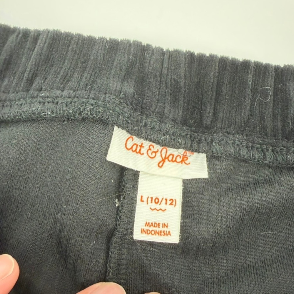 Cat & Jack Girls Black Corduroy Flare Pants Size L 10/12 Bell Bottom Pull On - Picture 2 of 9
